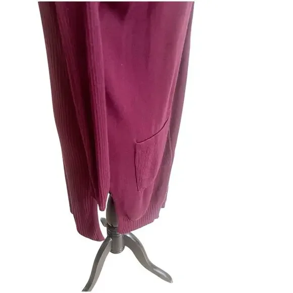 I.N.C International Concepts Longline Cardigan Size Medium Burgundy Lightweight - Picture 10 of 12